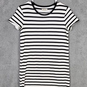 Madewell Black and White Short Sleeve Midi Shift Dress